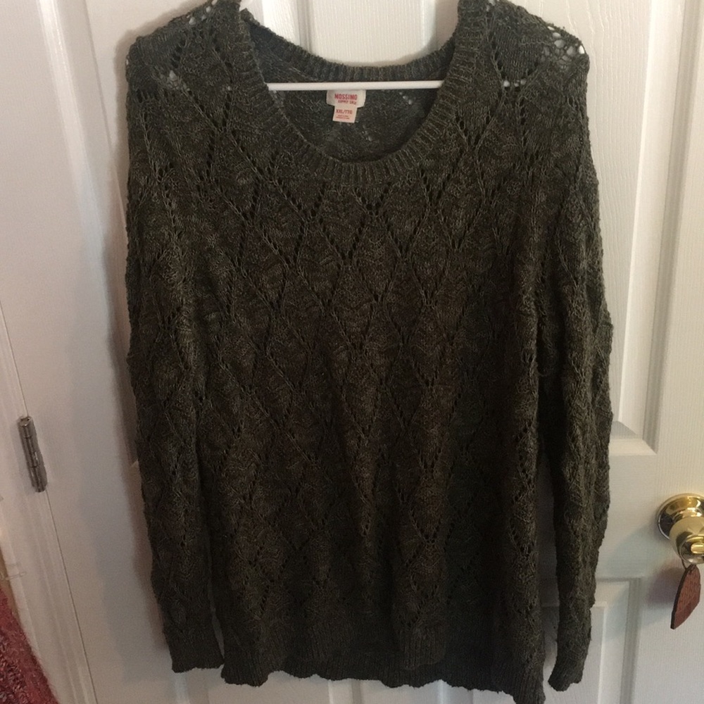 Dark Green Crochet Knit Sweater